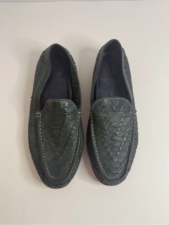 Cole Haan Loafers Mens 8.5 M Green Woven Leather Venetian Slip On Shoes C11280